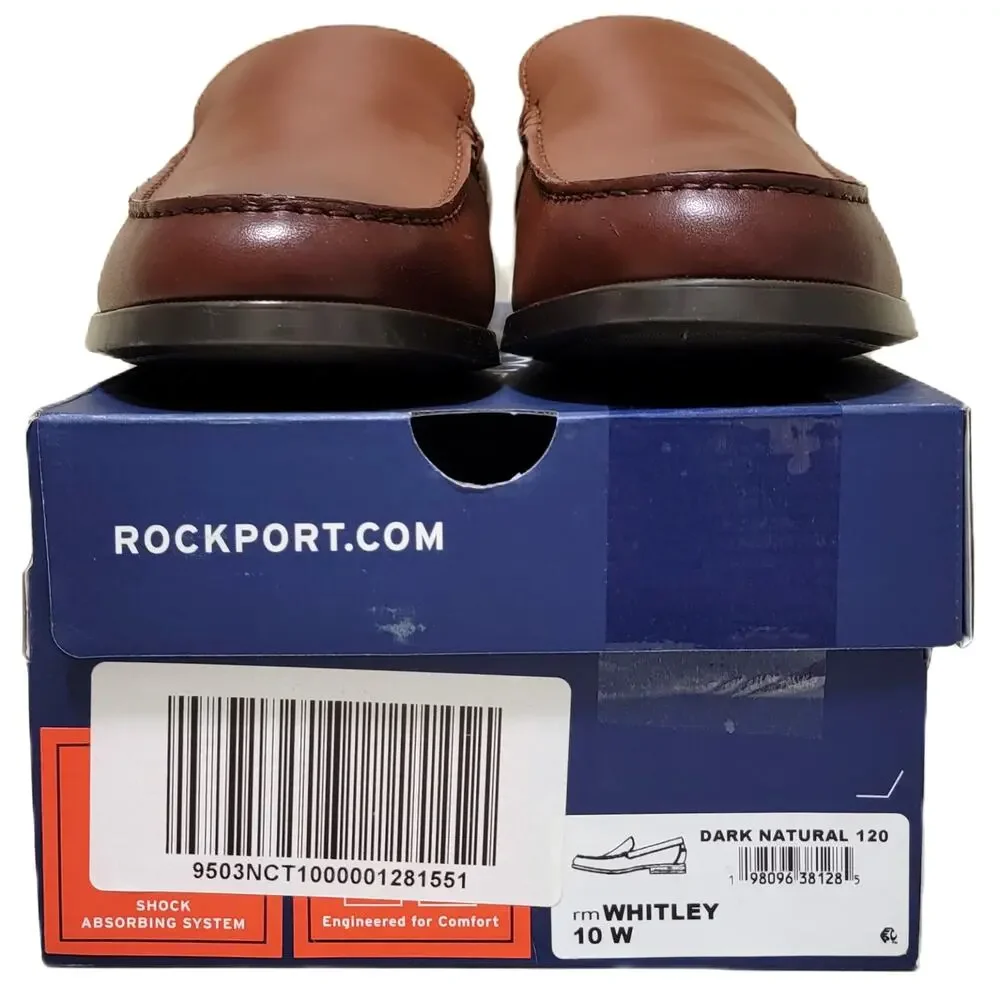 Rockport Men Whitley Slip On Moc Toe Loafers Size US 10W Dark Natural Leather